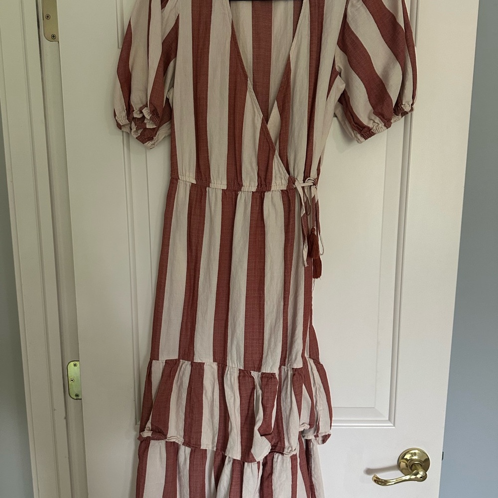 Knox Rose Red and White Ruffled Wrap Maxi Dress